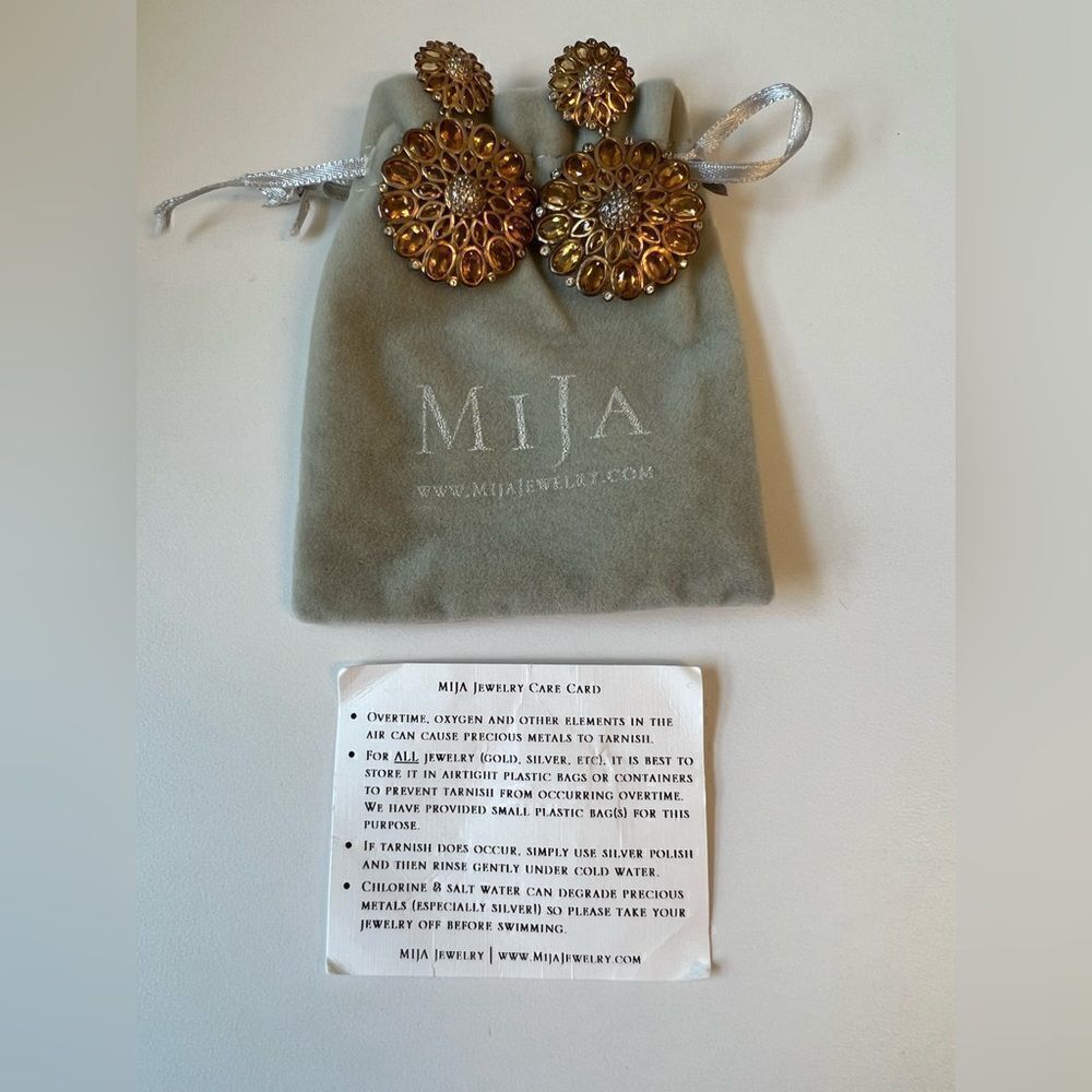 Mija Silver and Citrine Earrings - Picture 2 of 5